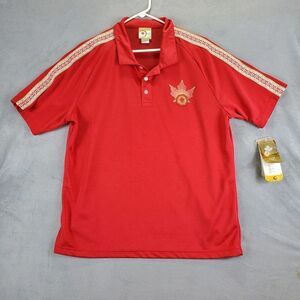 Vtg Hudsons Bay Co Polo Mens Large Red Canada Olympic Team Maple Leaf Golf Shirt
